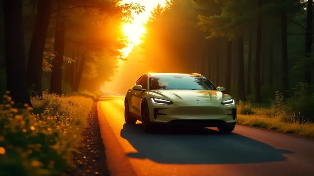Electric car showing environmental impact