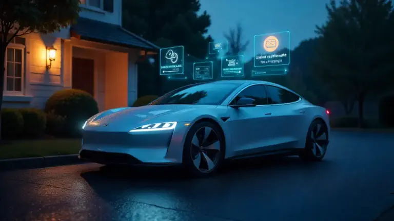 Electric car receiving software updates overnight