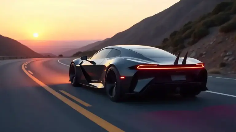 Electric car drivetrain performance comparison on a mountain road