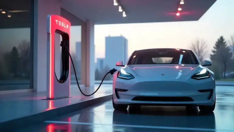 EV charging at a Tesla Supercharger using NACS adapter
