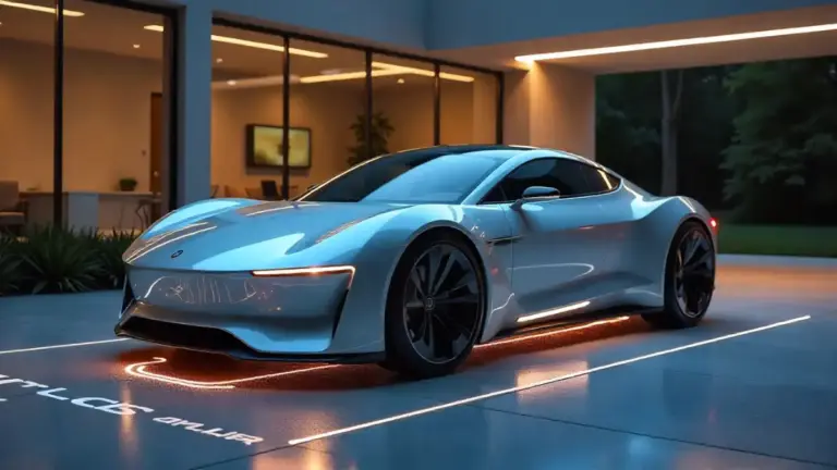 Wireless electric car charging in modern garage