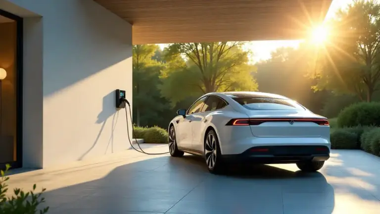Home EV charger installation in modern garage