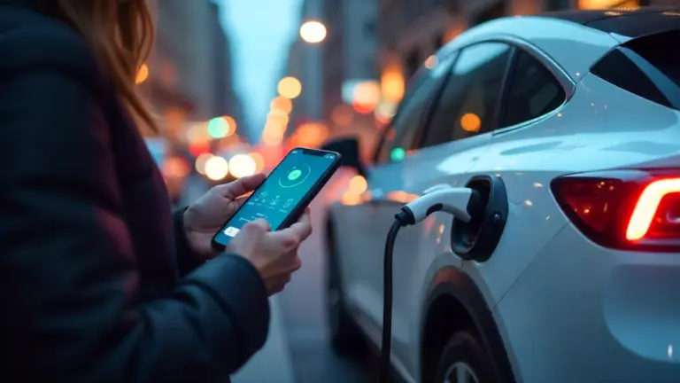 EV driver using app to locate charging station