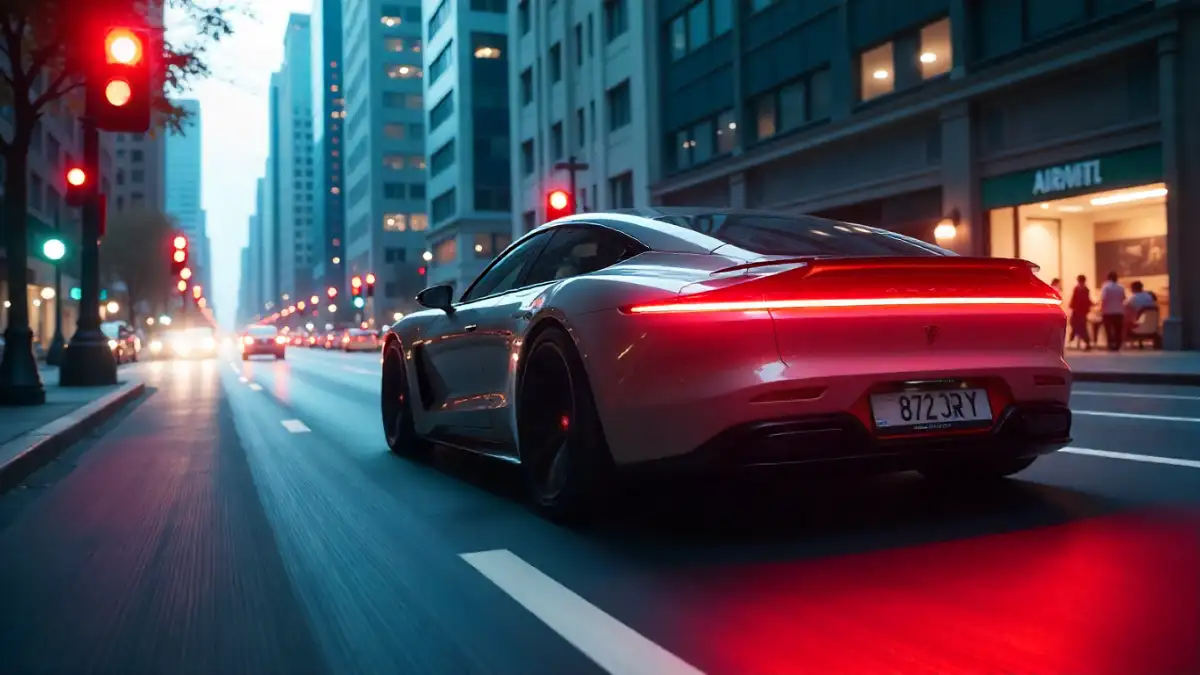 Electric car accelerating with instant torque power