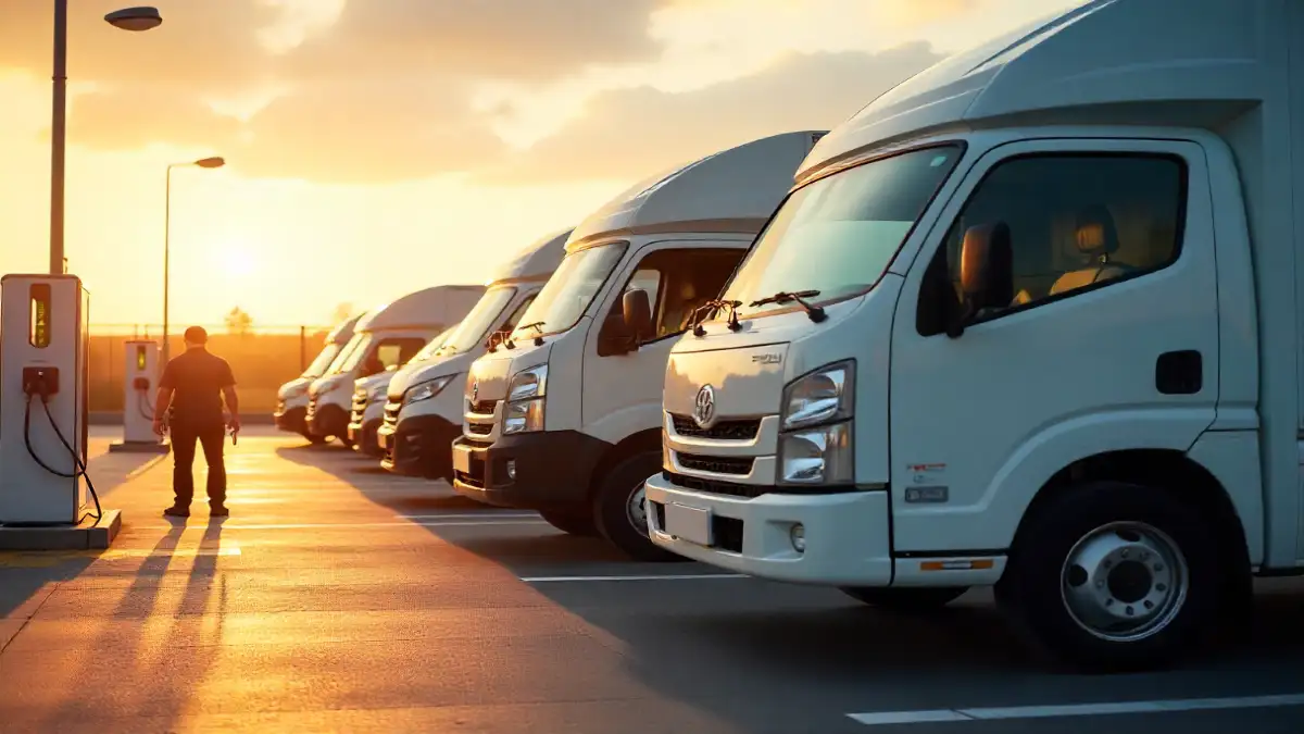 Electric fleet charging at workplace depot with solar canopies
