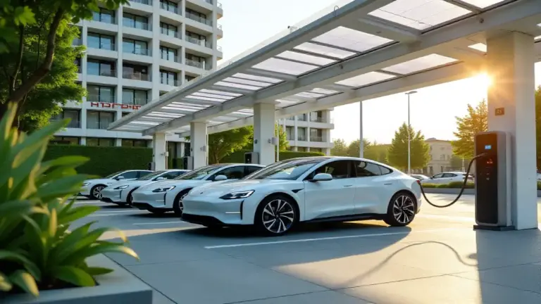 Electric vehicle charging at modern station