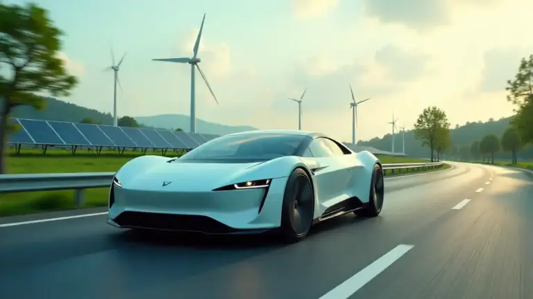 Electric car reducing greenhouse gas emissions