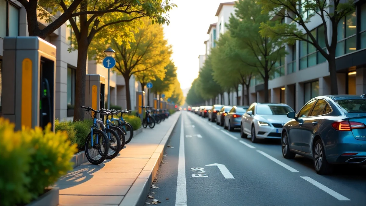 Sustainable transportation solutions in a modern eco-friendly city