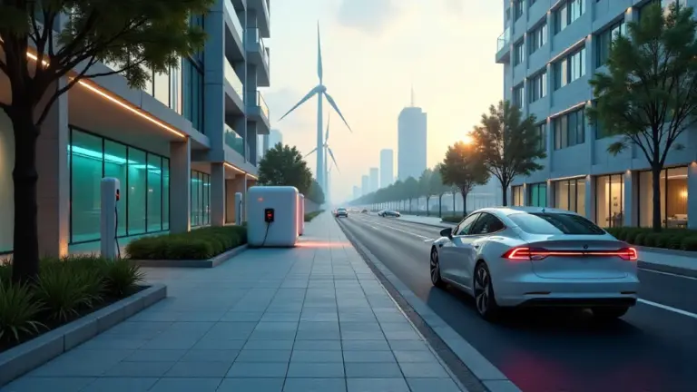 Ultra-fast EV charging stations in a smart sustainable city.