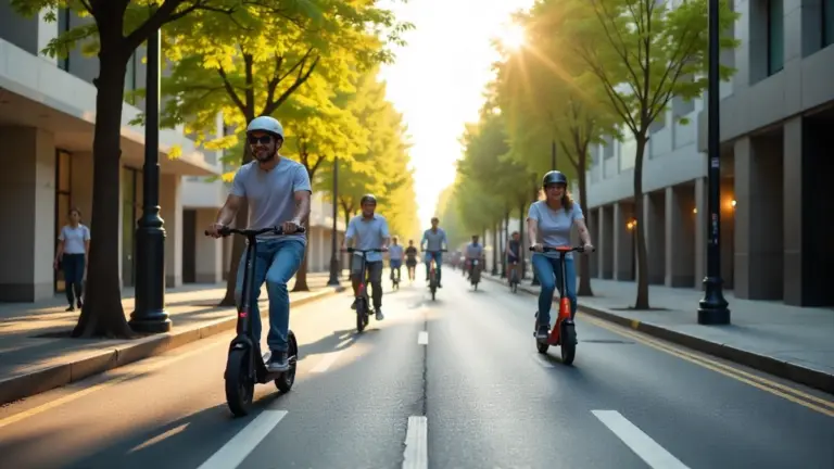 Micromobility vehicles on a modern urban street