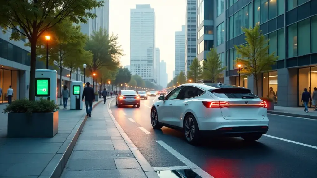 Electric mobility and sustainable transportation city of 2025 with EVs and clean energy