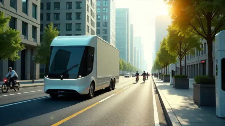 Electric mobility and sustainable transportation cityscape in 2025
