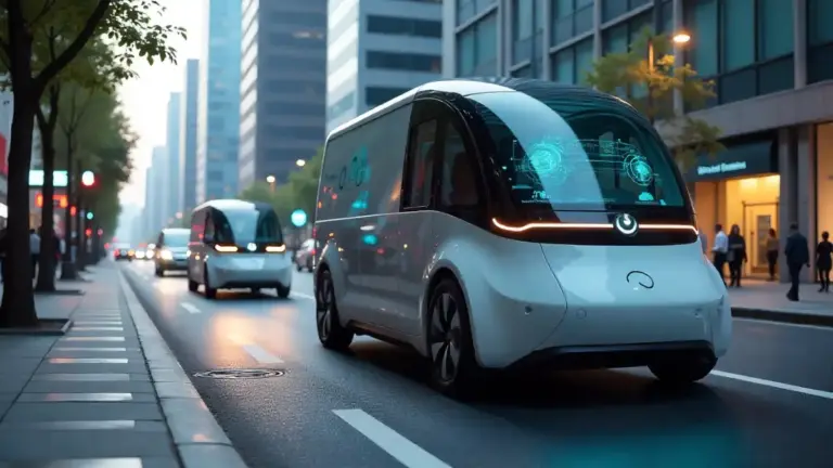 Futuristic urban EV charging scene with smart city integration