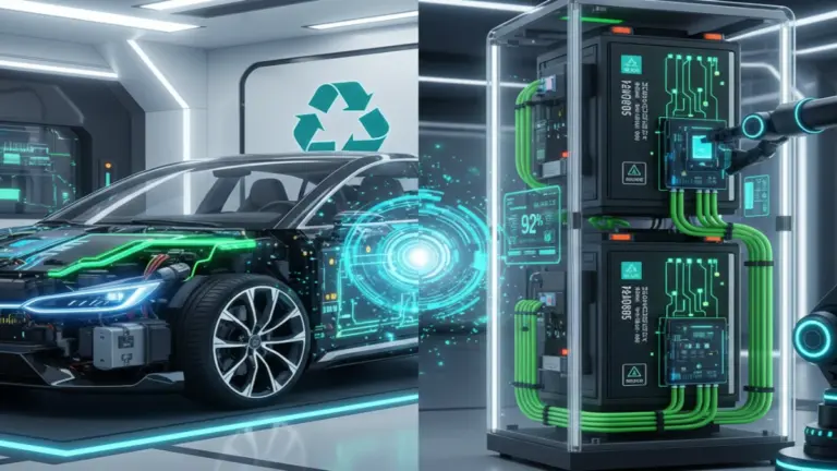 Second-life EV battery being reused for energy storage.