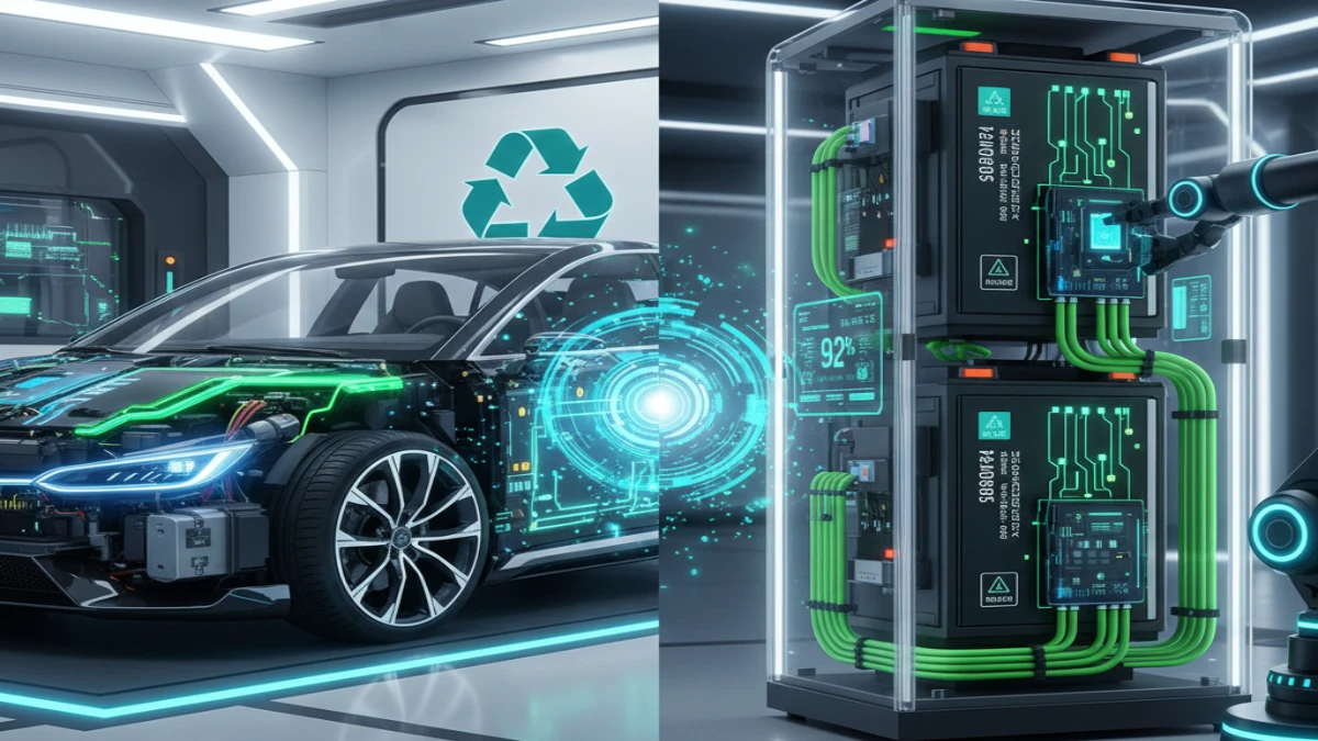 Second-life EV battery being reused for energy storage.