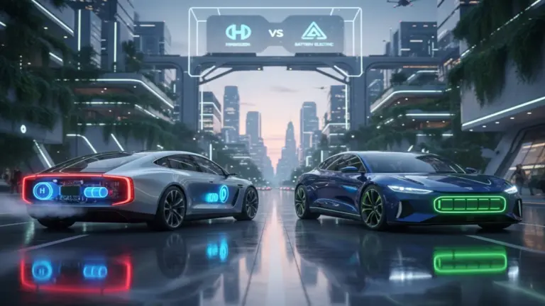 Hydrogen fuel cell car and battery electric vehicle comparison