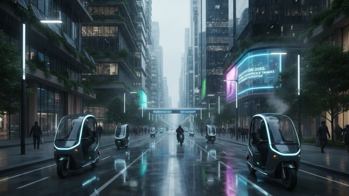 Micromobility in 2025 with e-scooters and e-bikes in a modern city