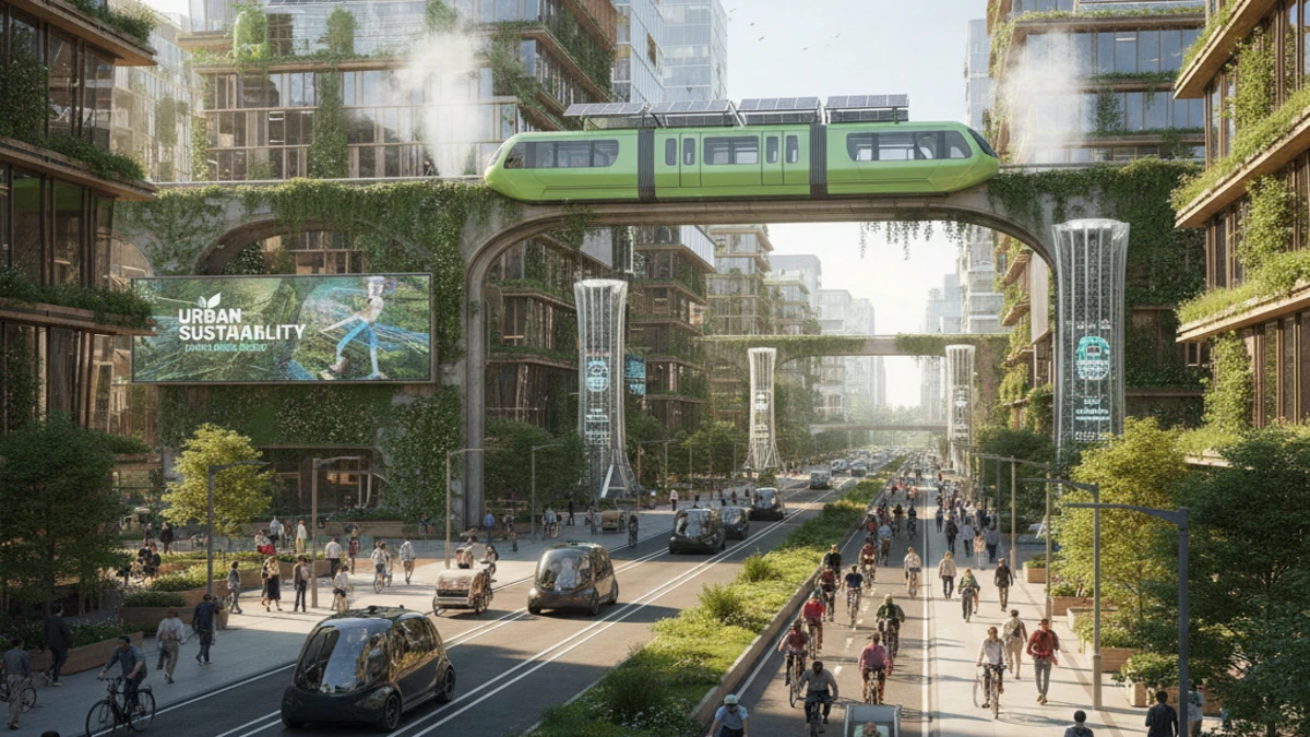 Sustainable transportation solutions in a modern eco-friendly city