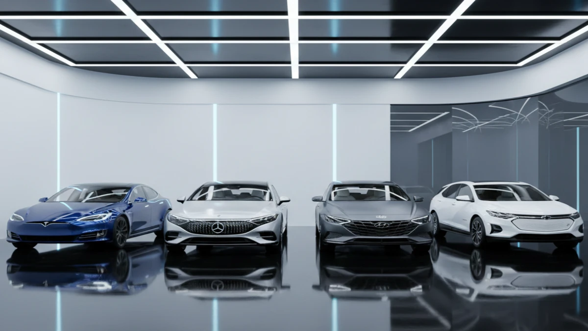 Best Electric Cars of 2025 lineup in a futuristic studio