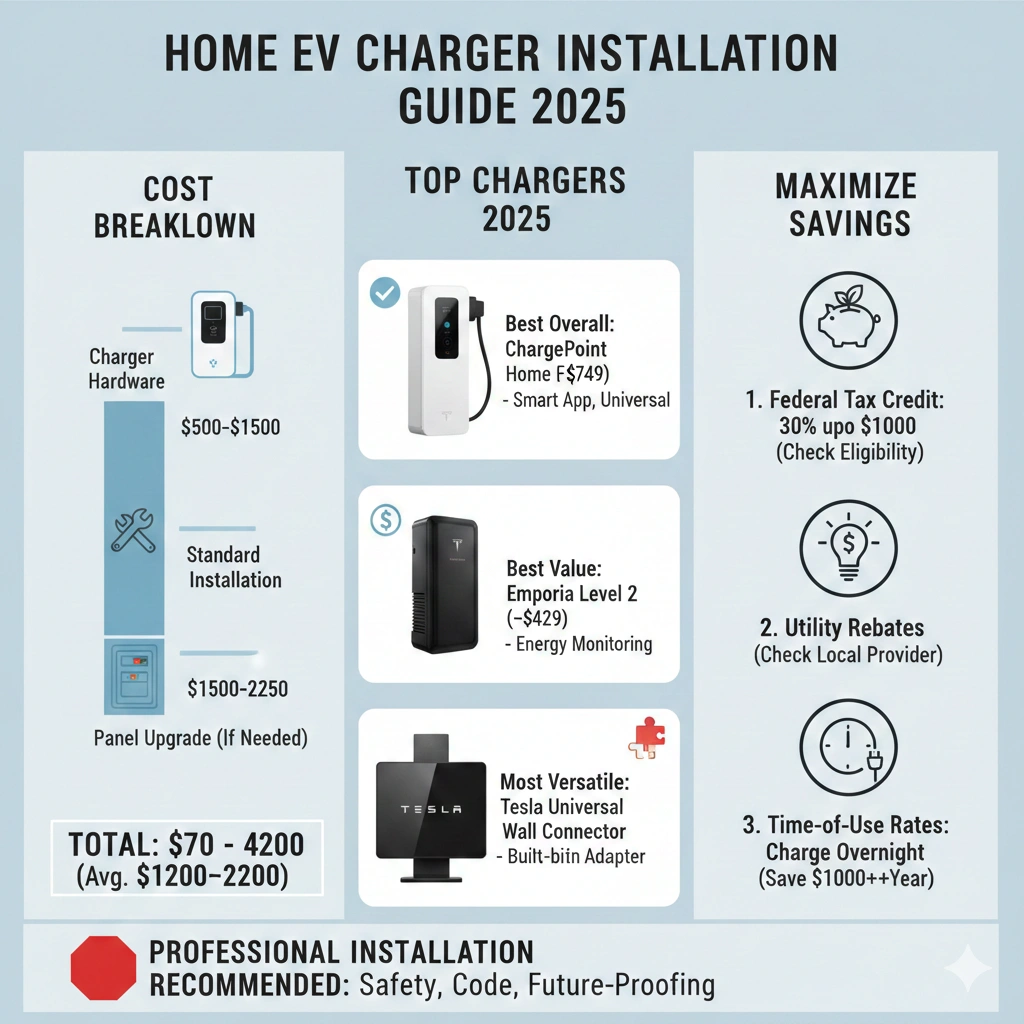 Residential EV charger installed in home garage