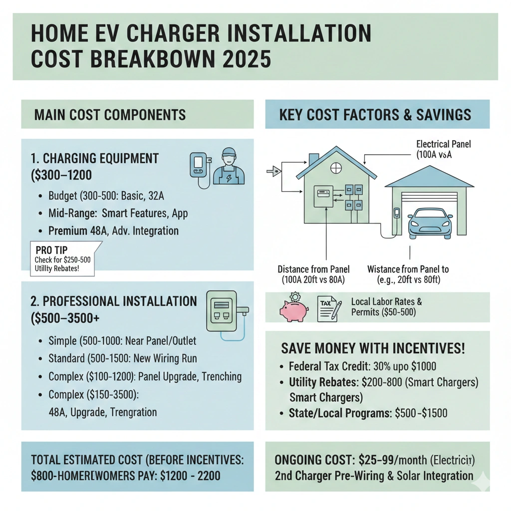 Home EV charger installation in residential garage