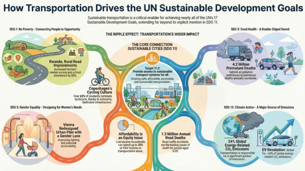 Electric buses and cycling infrastructure in sustainable cities