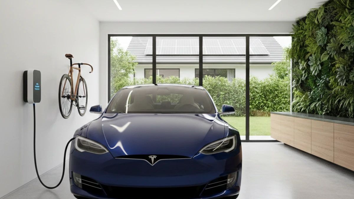 ome EV charger installed in residential garage