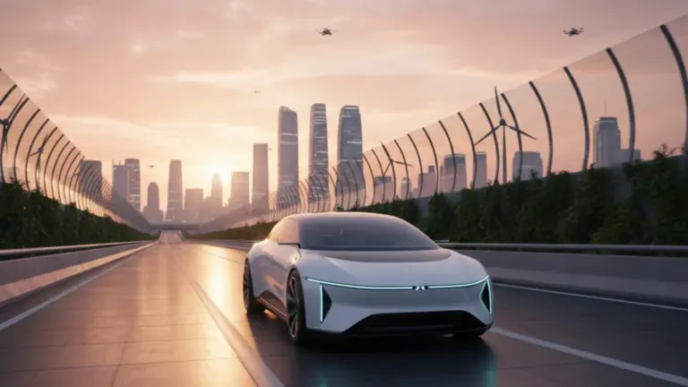 electric vehicle driving on highway in 202