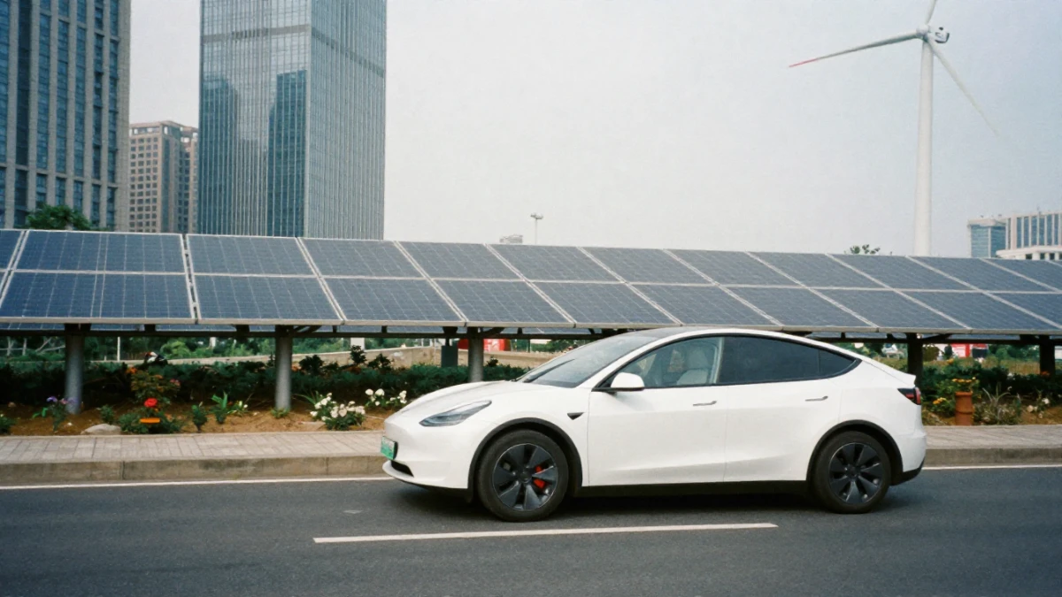 Electric vehicle driving in a renewable energy powered city