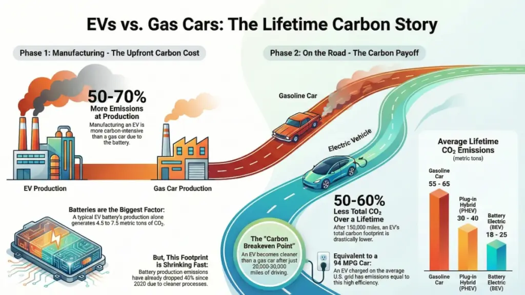 Comparison of electric vehicle and gasoline car carbon emissions