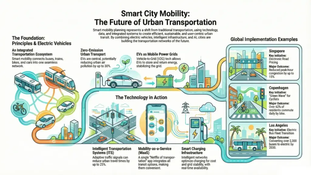 Integrated smart mobility system with EVs and cycling