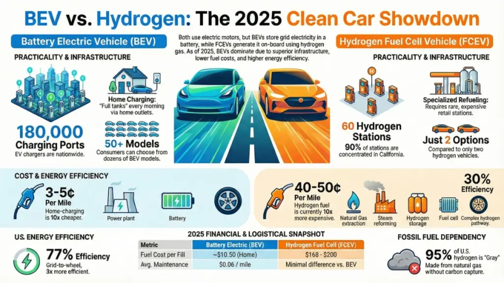 Electric vehicle charging and hydrogen refueling station