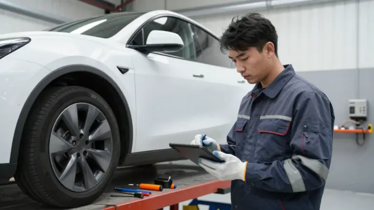 Electric car maintenance by certified EV technician