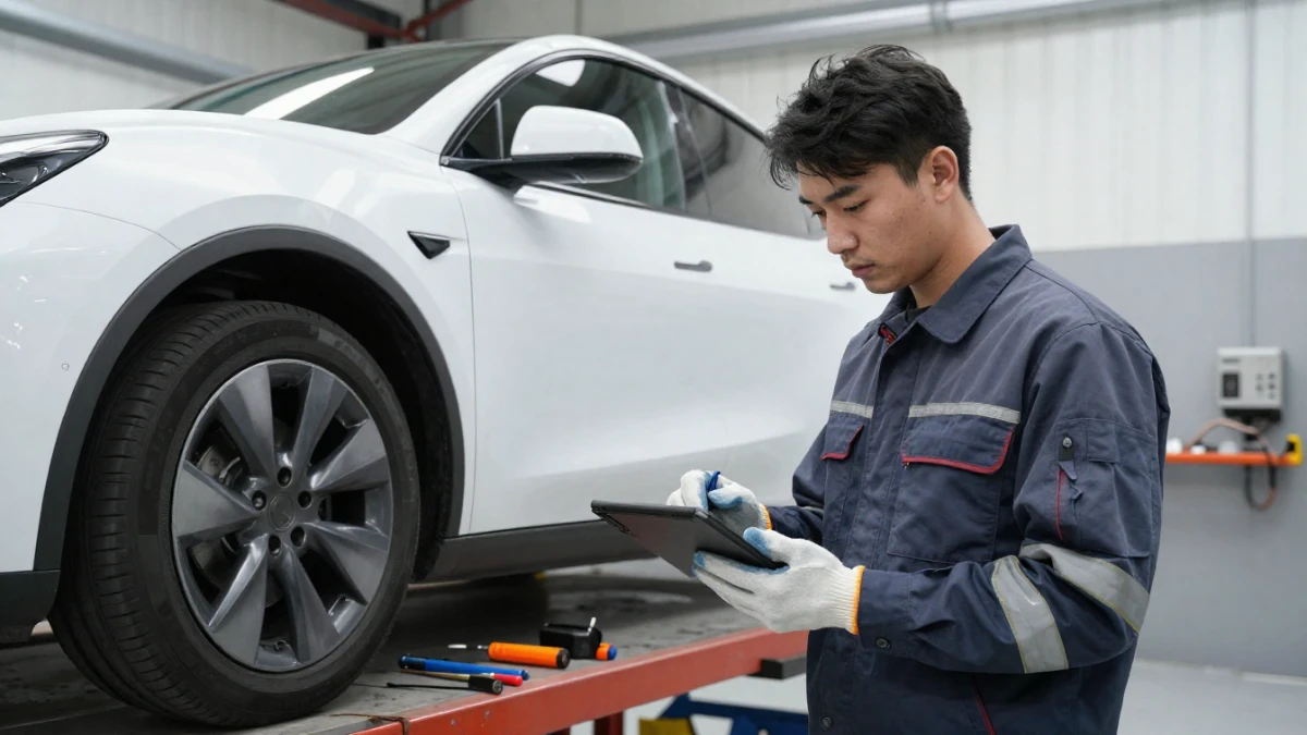 Electric car maintenance by certified EV technician