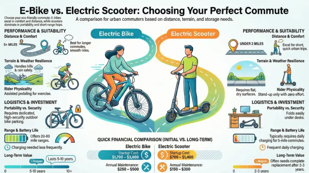 electric scooter and e-bike urban commute