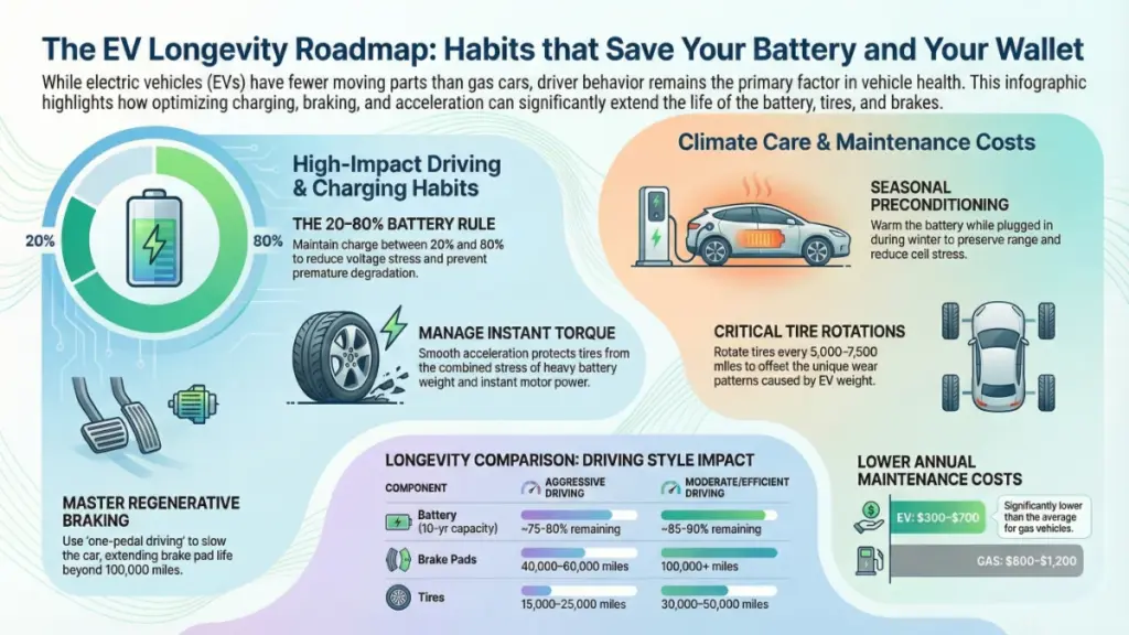 Driver using one-pedal regenerative braking in electric car