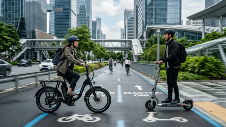 Electric bike and electric scooter comparison in urban city